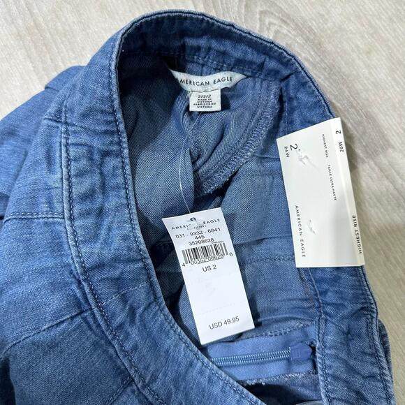 NWT Highest Rise American Eagle Pleated Denim Skirt Size 2/26W - Picture 3 of 4